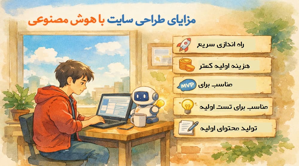 طراحی سایت با هوش مصنوعی؛ آیا واقعاً جایگزین طراح سایت شده است؟ 2 مزایای طراحی سایت با هوش مصنوعی