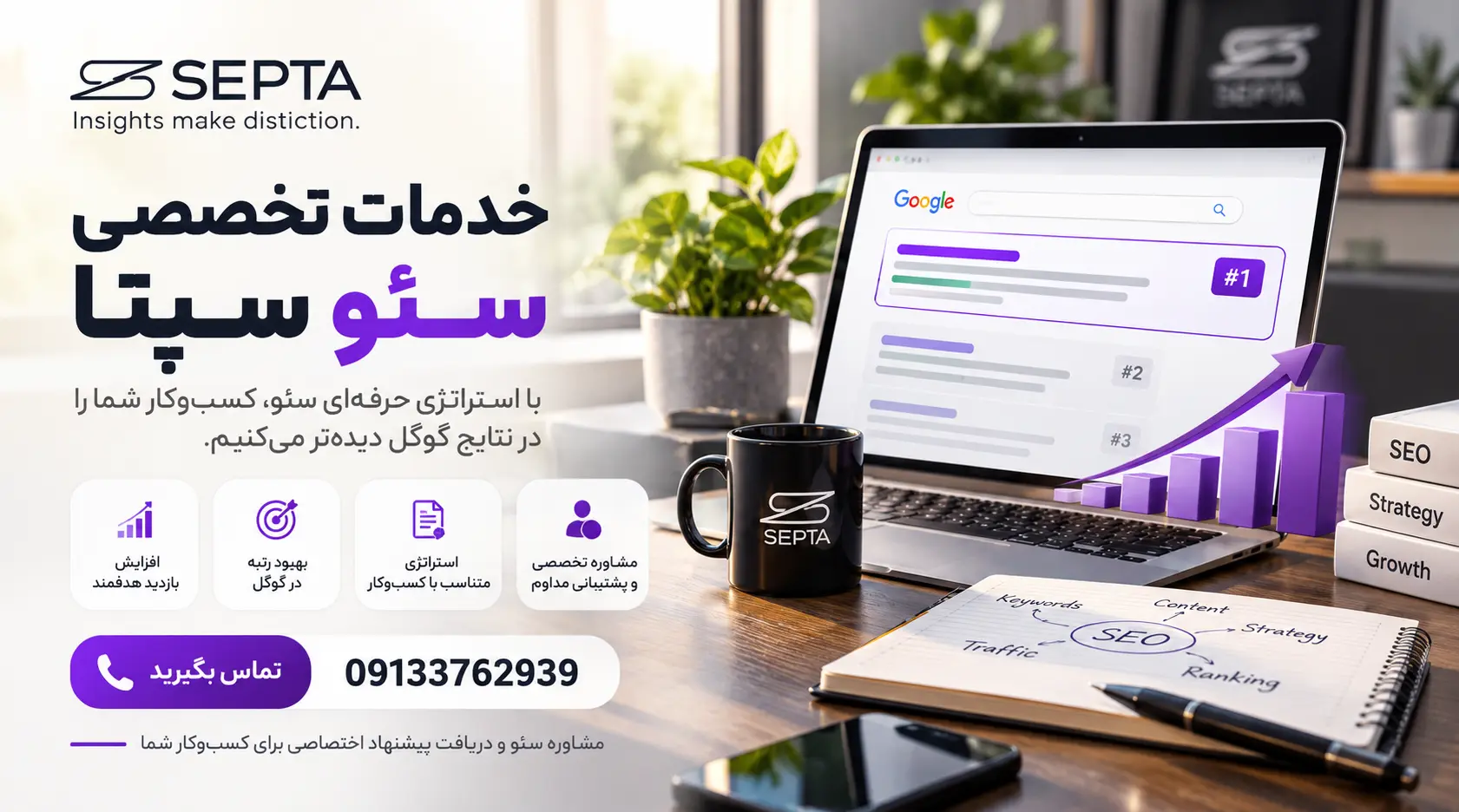 سئو چقدر طول میکشد نتیجه بدهد؟ 8 خدمات سئو و بهینه سازی سایت با شرکت سپتا